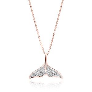 Lantisor argint placat cu aur roz coada sirena cu pietre DiAmanti Z1778NRGR_W-DIA (Argint 925‰ 2,3 g.)